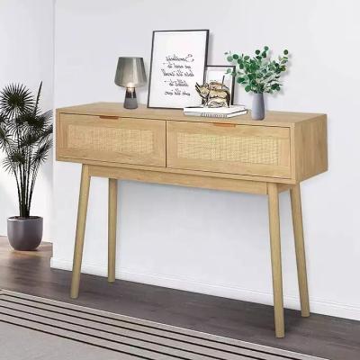 China Huayi Modern Design Modern Console Table With Natural Rattan Drawer for sale