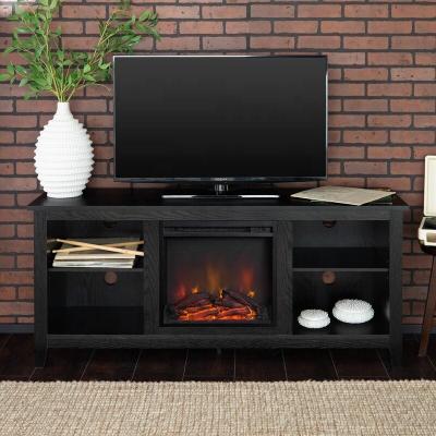 China Huayi Wooden Modern Adjustable Black TV (Other) TV Stand With Electric Fireplace for sale