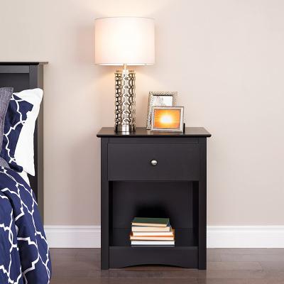 China FujianHuayi Classic Modern Black Nightstand With One Drawer Bedroom Living Room Wood Corner Table for sale