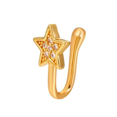 China Europe and America Inlaid Simple and Exaggerated Zircon Star Nose Stud Fake U Nasal Splint Jewelry Non-Perforated Piercing Women for sale