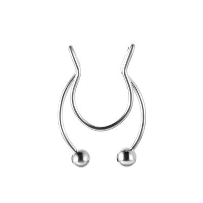 China Single nose splint stainless steel Europe and America U nose stud nose ring unpunched piercing jewelry the same style for sale