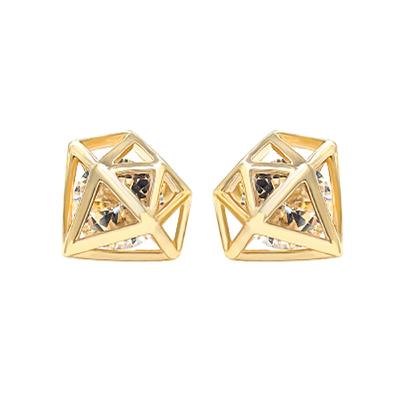 China Women's Jewelry New Diamond Zircon Earrings Crystal Stud Earrings Hollow Stud Earrings for sale