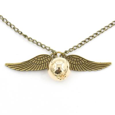 China Unisex Death Snitch Gold Necklace Ang Hallows Angel Wings Necklace for sale