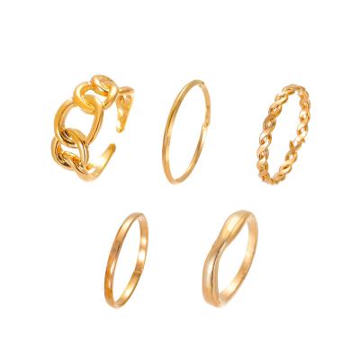 China Europe and America five-piece retro open geometric ring CIA style knuckle ring cold suit for women for sale