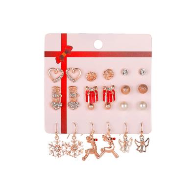 China Bell Christmas Christmas series earrings set female hot selling Europe and America cartoon creative snowflake ear for sale