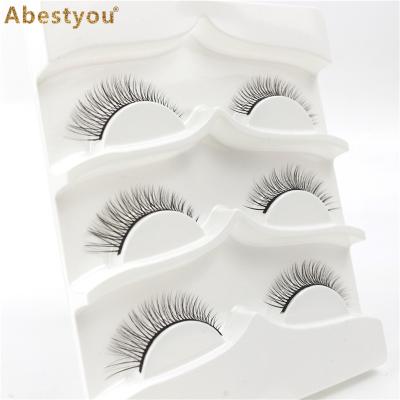 China Abestyou 3pairs 12-15mm Winged Lashes Private Label Lashes 3d Mink Lahes Mink Lashes Custom Eyelash for sale