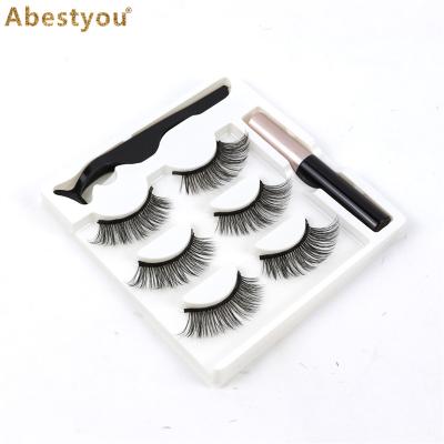 China Abestyou New Design Premium Thick Magnetic Eyelashes Thin Natural Silk Magnetic False Eyelashes for sale