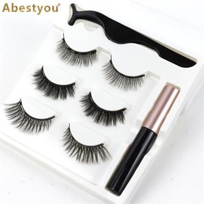 China Abestyou factory price mink eyelashes 3d thick magnetic eyeliner magnetic eyelashes for sale