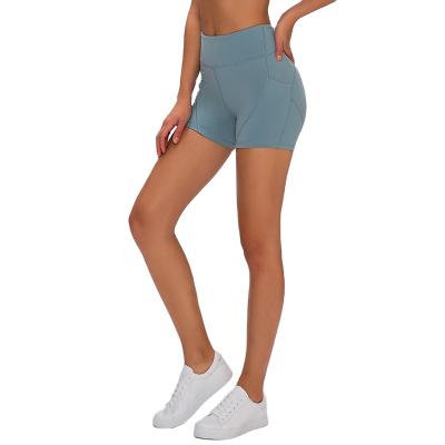 China 2021 Anti-Wrinkle Good Quality Nylon Gym Shorts Women Summer High Waist Shorts With Side Pockets for sale