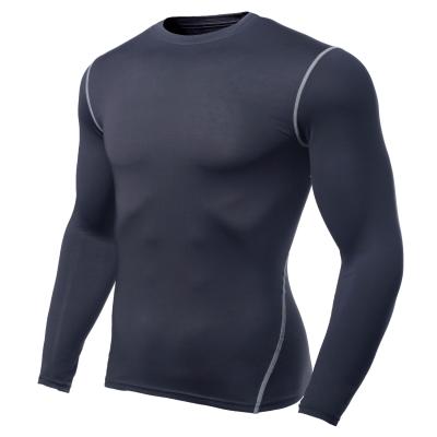 China Wholesale Crew Neck Long Sleeve Tops Men's Elastic Quick Dry Gym Workout Breathable Compression Running Shirts for sale