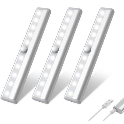 China Modern Cool White 10LED USB Rechargeable Led Motion Sensor Cabinet Lighting Led Light for sale