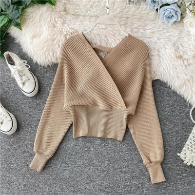 China MY130 Autumn Fashion Korean Chic Sweaters V-Neck Plus Size Women Sweater Ladies Slim Anti-Shrink Pullovers for sale