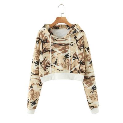 China WY306 Fashionable Ladies Long Sleeve Short Design With Hooded Sweatshirt Casual Print Jumper Clothing for sale