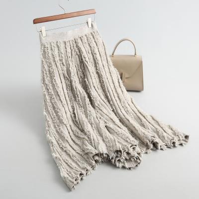 China A002 Women's Korean Fashion Breathable Sweater Skirt A-Line Knitted Tassels Trim Skirt Winter Elegant Knitted Clothes for sale