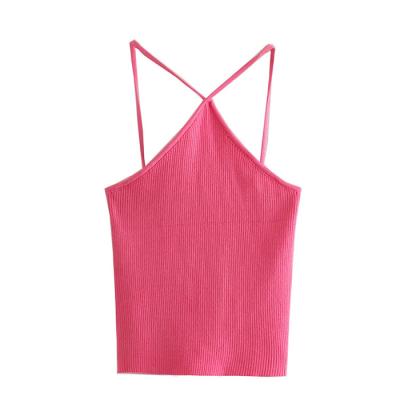 China D207 2021 New European Fashion Breathable Solid Color Tank Tops Girls Knitted Shirts Tops Clothing 10 for sale