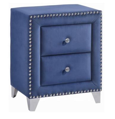 China Expandable velvet fabric night stand with two drawers for sale