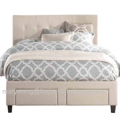 China Modern upholstered leather platform bed in color ivory for sale