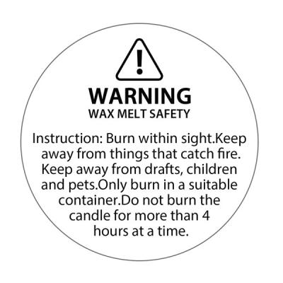 China Waterproof Custom Size Circles Flag Warning Stickers Scented Soy Wax Candles Jars Private Label Safety Stickers for sale