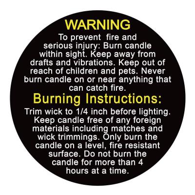 China Custom Black Waterproof Candle Jar Container Labels Waterproof Strong Wax Security Melting Stickers Great For Container Candles for sale