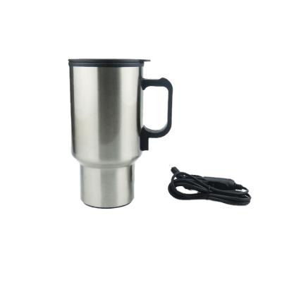 China 12V ELECTRIC Car Heater Mug with USB Charger Rechargeble Stainless Steel Mug for sale