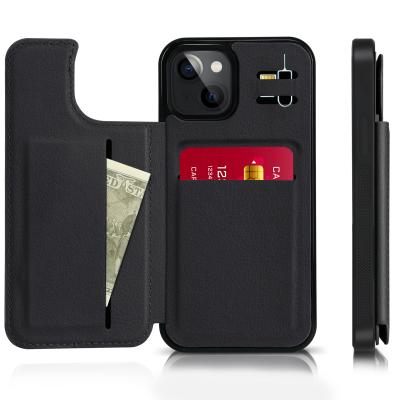 China Magnetci New Closure Design Luxury Mobile Phone Flip Wallet Case Cover With Credit Card Holder For iPhone 13 Wallet Case for sale