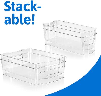 China Stackable Plastic Organizer Bins Fridge Fridge Organizer Storage Bins Pantry Freshness Keeping Amazon Organizer for sale