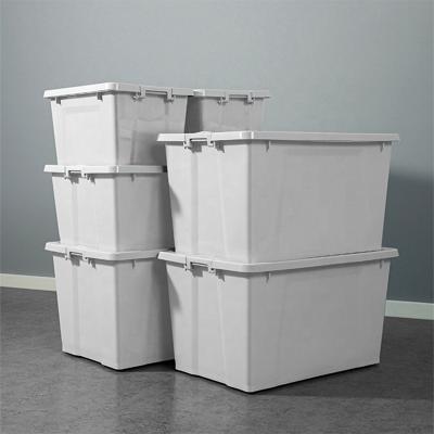 China 56L Large Capacity Size Boxed Storage Viable Plastic Bins Transparent With Packaging Clothes Toys Home Useful for sale