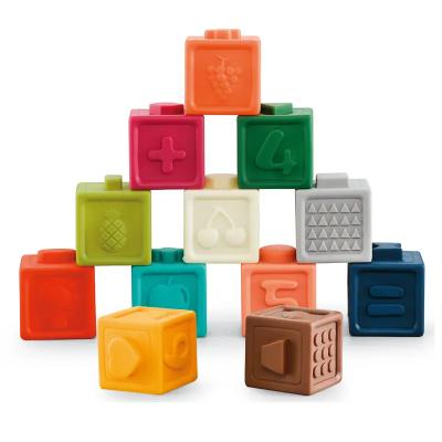 China Stacking cubes squeeze silicone soft building blocks cognitive educational toy G416486 for sale