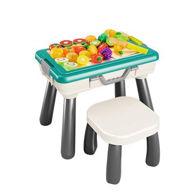 China Popular cutting fruit sets vegetable toy set kitchen accessories toys with storage table 32pcs G416455 for sale