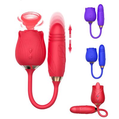 China Wholesale Aizhilian Silicone+ABS Rose Vibrators with Vibrating Ball Eggs G Spot Clitoris Stimulator Rose Toy for Women Sex Toys for sale