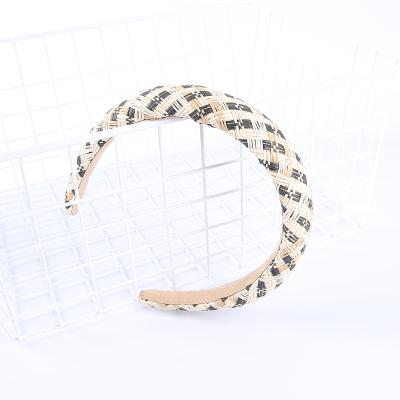 China Handmade Braided Top Knotted Solid Color Straw Rattan Hair Bands Soft Vintage Fashion Headbands for sale