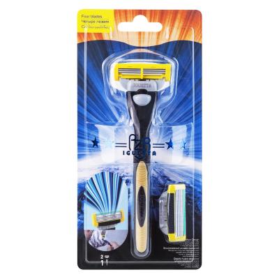 China 1 Four Blade Hande 2 Cartridges Men Shaving Razor 4 Blades Razor Rubber Handle GF-0243 From Germany High Quality Blade Razor Factory for sale