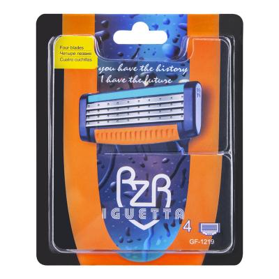 China 4 Layers Men Razor Blade Germany GF-1219 GF-1219 Pivoting Head Blade 4 Replacement Cartridges Stainless Steel High Quality Razor Shaving for sale