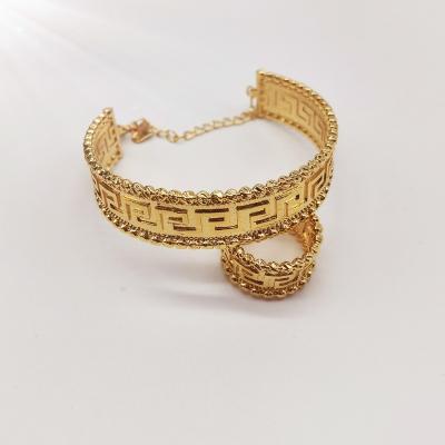 China CLASSIC Fashion 18K Gold Plated Opening Bangle Ring Jewelry Sets for sale