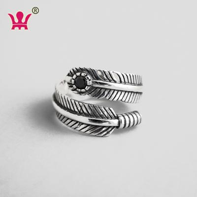 China FASHIONABLE Adjustable Type Eternity Feather Ring Sterling Silver 925 Rings Jewelry Ring for sale