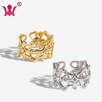 China FASHIONABLE Sterling Silver 925 Rings For Women Hollow Roman Cross Pattern Ring 925Silver Adjustable Ring for sale