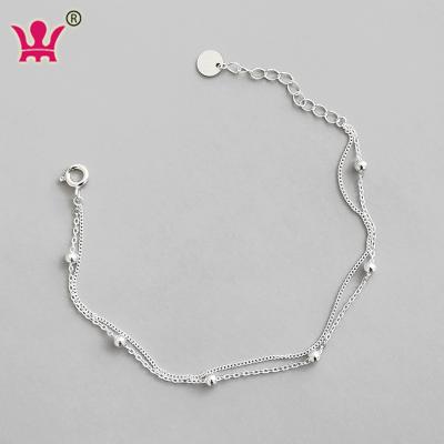 China Wholesale Fashionable Double Layer 925 Sterling Silver Woven Chain Zircon Tennis Bracelets for sale