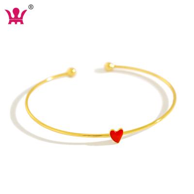 China Trendy Fashion Silver Korean Style Bracelet 925 Heart Red Gold Plated 925 Sterling Silver Bracelet for sale