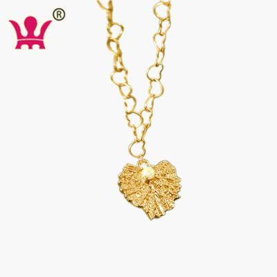 China TRENDY Heart Necklace 18K Gold Plated 925 Sterling Silver Opal On Leaf Pendant Necklaces For Women for sale