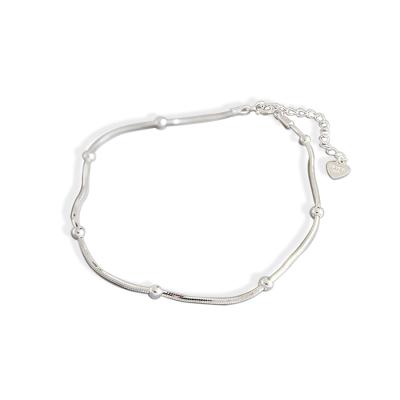 China Fashionable Tasty Delicate Silver Anklet Solid 925 Sterling Silver Simple Bead Chain Anklet Bracelet for sale