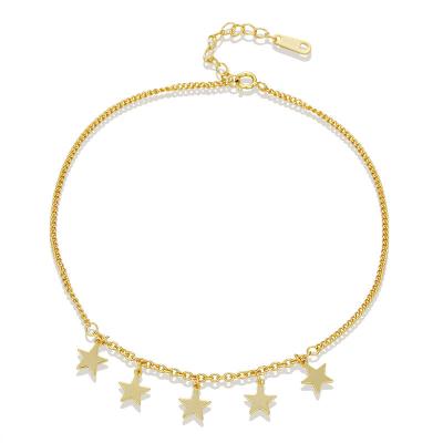 China FASHIONABLE Tasty Chain Anklet 18kt Gold Filled Anklets 925 Sterling Silver Charm Anklet Dangling Stars for sale