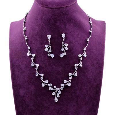 China BOHEMIA Nes0006 Drops CZ Copper Stone Wedding Accessories Bridal Jewelry Sets Necklace Aand Earring for sale