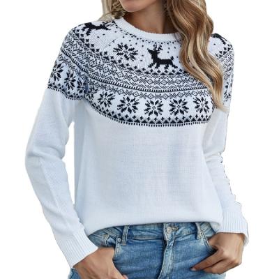 China TENG YU Winter Women's Christmas Sweater Round Neck Pullover Knitted Warm Sweater Women for sale