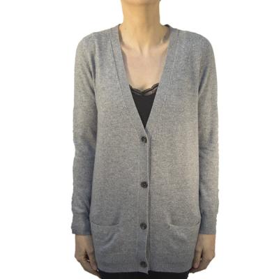 China Anti-wrinkle 100% cashmere v neck women classic cardigan sweater with pockets and buttons for sale