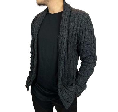 China QUICK DRY Mens Cardigan High Quality Mens Sweater Wool Blends Knitted Rib Cable With Button Cardigan for sale