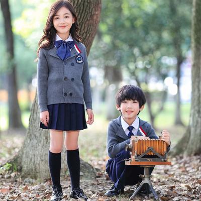 China Custom Fashion Anti-Shrink Sweater Cardigan School Uniform Quality Size School Uniform Primary Clothes For Kids Children for sale