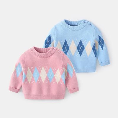 China Anti-pilling Diamond Jacquard British Style Warm Knitted Winter Children Clothes Baby Sweater for sale