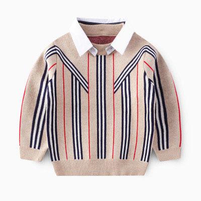 China Super Anti-wrinkle fashion design discount price plaid shirt boy sweater with collar boy sweater for sale