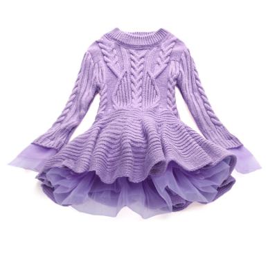 China Fashion Anti-Static Top Design Custom Winter Children's Long Skirt Dress Fluffy Children's Sweater for sale