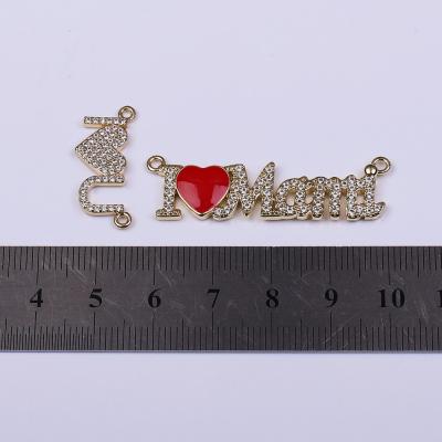 China Jewelry Making DIY Jewelry Connectors Zircon Letters Zircon Letters Mom Mother Jewelry Making Connectors For Mom Female for sale